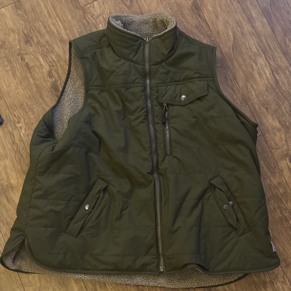 Reversible- Carhartt Olive Green Sherpa Fleece-Lined Vest